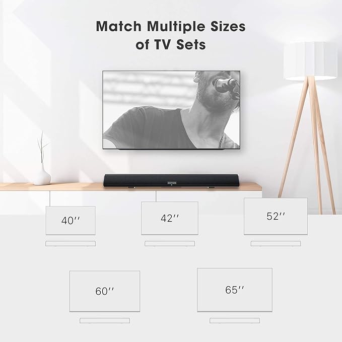 BESTISAN Sound Bar, 100Watt Soundbar for TV, Wired & Wireless Bluetooth 5.0 Sound Bar(40 Inch, 6 Drivers, Optical, HDMI-ARC)