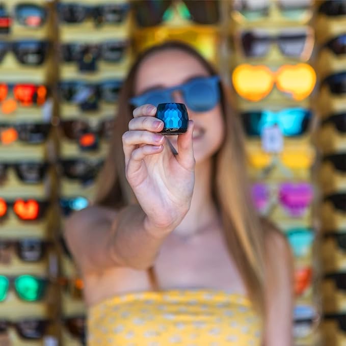 Fashionit U Micro - Small Bluetooth Speaker | Coin-Sized Speakers Bluetooth Wireless with Built-in Mic & Remote Shutter | Portable Rich Sound for Travel, Shower, Beach |Glam Midnight Blue