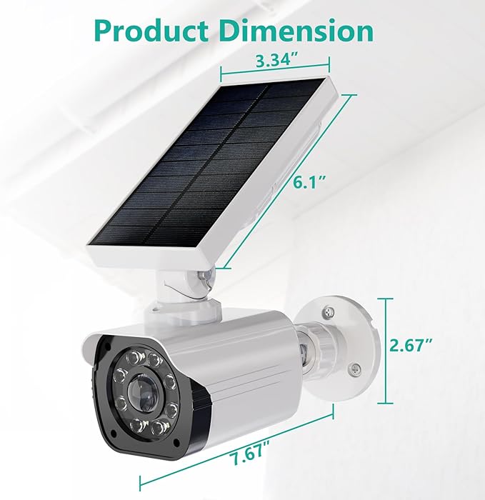 WALI Dummy Fake Camera, Security Camera with Motion Sensor Light, Simulated Surveillance Security CCTV Dome Camera Indoor Outdoor (TCW2-SOL), 2 Packs, White-Solar