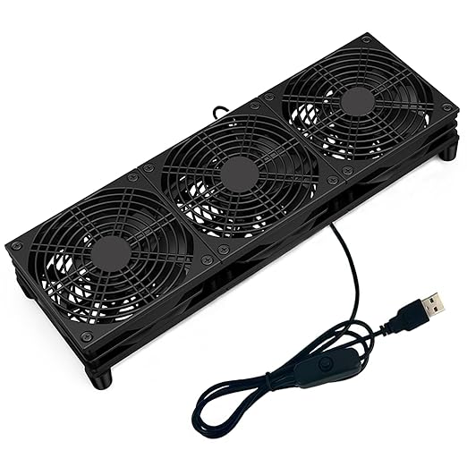 VTRETU Router Cooling Fan for Computer Cooler Audio Video Network Cabinet Server Cooling Project Equipment and Workstation DC 5V USB Power 120mm 360mm Fan with Switch