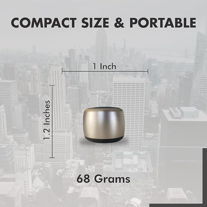 Best Mini Portable Bluetooth Speaker with HD Sound & Bass I Smallest Wireless Bluetooth Speakers for Phone/PC/Tablet I Photo Selfie Button Answer Phone Calls I Cute Tiny Speaker (Gold)