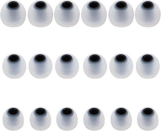 Silicone Replacement Earbud Tips Earbud Covers Fit for in-Ear Headphones (Inner Hole 3.8mm -5.1mm) Earbud Replacement Tips Earbud Rubber Tips 9 Pairs S/M/L, transparent/Black