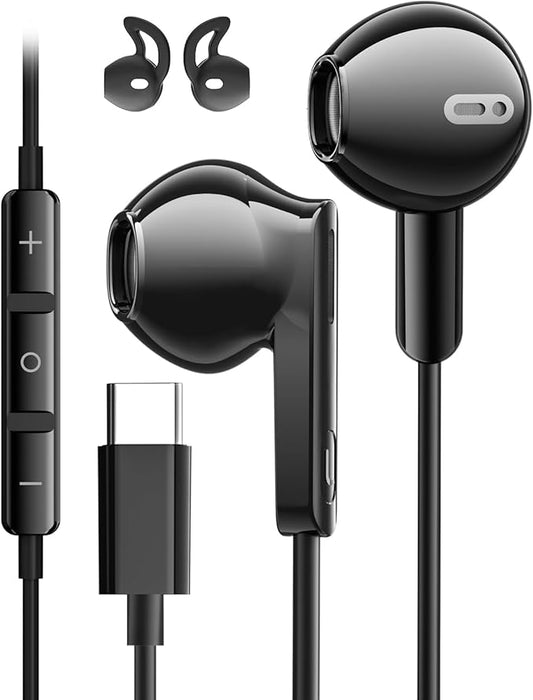 USB C Headphones Wired for iPhone 17 Air 15 Pro 16 Pro Max in Ear Wired Headphones with Microphone Volume Control HiFi Stereo USB-c Earbuds Type C for S24 S23 S25 Ultra S22 A55 A56 A16 Pixel