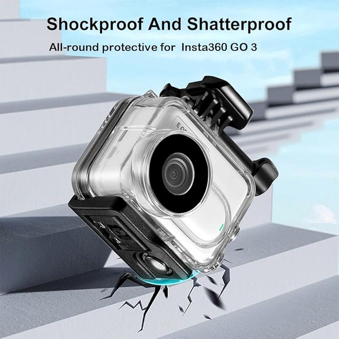 60M/196FT Waterproof Case for Insta360 GO 3,Underwater Deep Diving Protective Shell for Insta360 Camera Accessories