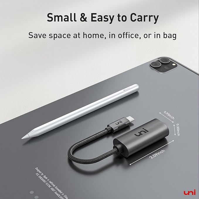 uni USB C to Ethernet Adapter, Driver Free RJ45 to USB C [Thunderbolt 3/4 Compatible], 1Gbps Type-C Gigabit Ethernet LAN Network Adapter for MacBook Pro/Air, iPhone 15 Pro/Max, Dell XPS, Galaxy S8-S24