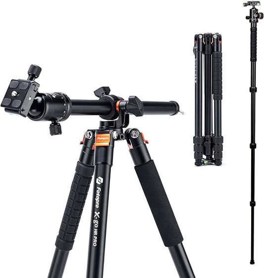 Fotopro Horizontal Camera Tripod 75 Inch Aluminum 360 Degree Ball Head Quick Release Plate DSLR Tripod for Travel Camera Video Camcorder