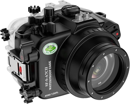 Sea frogs Underwater Camera Case Compatible with Sony A7C-II for E PZ 16-50mm F3.5-5.6 OSS IPX8 40m/130ft Maximum Diving Depth A7C-2 Waterproof Camera Housing for Diving, Surfing, Rowing A7C II