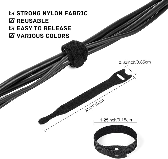 OneLeaf 180PCS Valuable Wire Organizer 4Inch Reusable Cable Ties with Hook and Loop, Colorful Fastening Cord Ties Wire Management for Home, Office, Data Centers, and Electronics, 5 colors