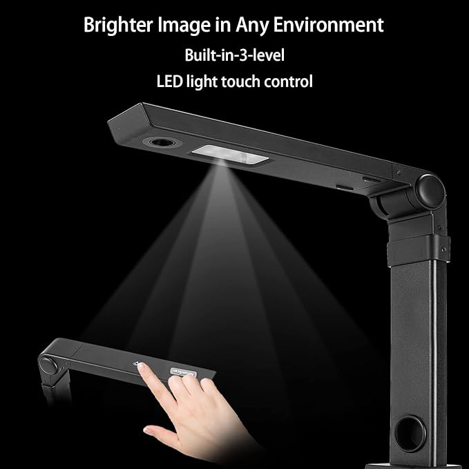 NetumScan 13MP Book Document Camera for Teachers, Multi-Language OCR Recognition by AI Technology, Foldable & Portable, Real-time Projection, Video Recording, Capture Size A3/A4-Windows,Mac OS,Linux