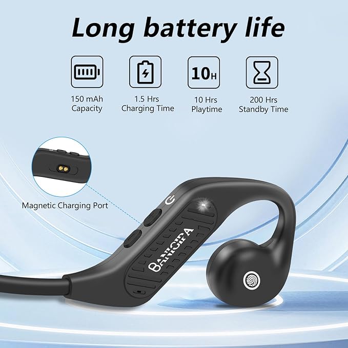 BANIGIPA Open Ear Headphones Wireless Bluetooth, Upgraded 5.3 Bluetooth Headphones with Microphone for Cell Phones, Waterproof Wireless Headset for Running, Cycling, Hiking, Driving,10 Hrs Playtime
