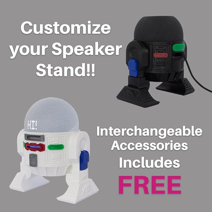 Android Rus-T1 Stand Speaker Compatible with Alexa Echo Dot 3 Gen, 4 Gen, 5 Gen, HomePod Mini, Google Home Mini/Nest Mini y genericos (Black/Grey)