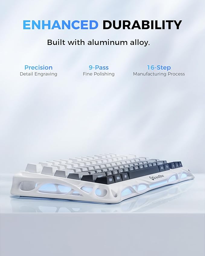 GravaStar Mercury K1 75% Wireless Mechanical Gaming Keyboard, Aluminum Alloy Exoskeleton Design, Gasket Custom Keyboard Hot-Swap Socket, Linear Switches, RGB Backlit