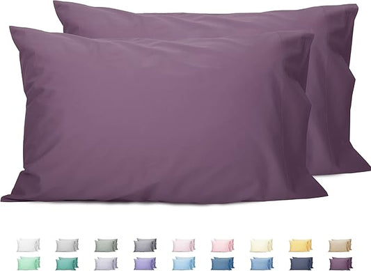 Sunflower Queen Pillowcases Set of 2, 100% Cotton Queen Size Pillow Cases 2, 20×30 inches Dark Purple, Soft and Breathable