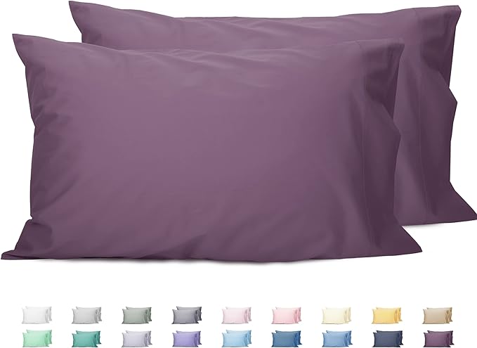 Sunflower King Pillowcases Set of 2, 100% Cotton King Size Pillow Cases 2, 20×40 inches Dark Purple, Soft and Breathable