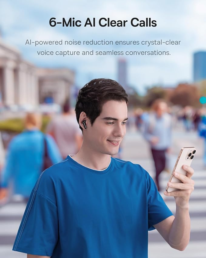 Baseus Bass BP1 Pro Noise Cancelling Wireless Earbuds, Real-Time Adaptive Noise Cancelling, Adaptive Active EQ, LDAC Hi-Res Sound, 6-Mic AI Clear Calls, 55H Playtime, IP55 Waterproof, Bluetooth 6.0