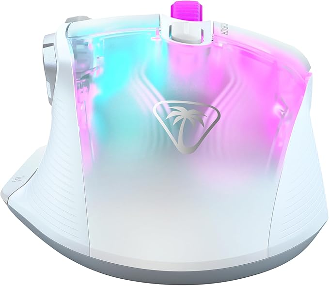 Turtle Beach Kone XP Air Wireless Customizable Ergonomic RGB Gaming Mouse, Bluetooth, 19K DPI Optical Sensor, 100-hour Battery & Charging Dock, 29 Programmable Inputs & RGB Lighting, 4D Wheel – White