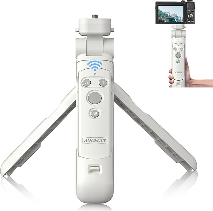 Wireless Camera Remote Control Shooting Grip and Tripod (White) with Shutter Release for Canon EOS Rebel SL3, T7i, T8i, 90D, M50, EOS R, RP, R5, R6, R6 II, PowerShot SX70 HS, G7 X III, G5 X II, M6 II