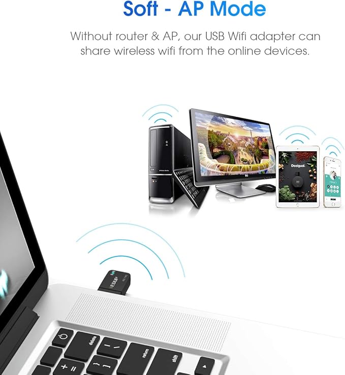 1300Mbps USB 3.0 Wireless WiFi Adapter for PC, USB Wi-Fi Dongle AC Mini Network Adapters 802.11ac 2.4GHz/5GHz Built-in Antenna for Windows 11/10/7/8/8.1/XP Mac OS 10.15 and Below