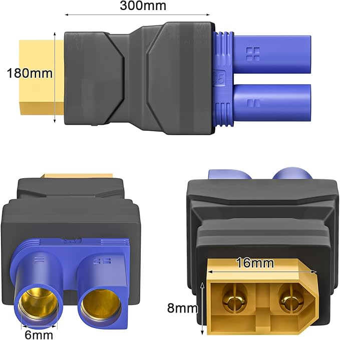 Goupchn XT60 Male to EC5 Female Connector Adapter Wireless Converter 4PCS for RC FPV Drone Car Lipo Battery Charger ESC