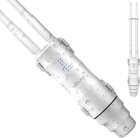 AC1200 Outdoor WiFi Extender Long Range, WAVLINK Weatherproof WiFi Extender Signal Booster Outdoor with POE, Dual Band 2.4/5GHz, Support AP/Repeater/Router Mode, for Yard/Patio/Rural Areas