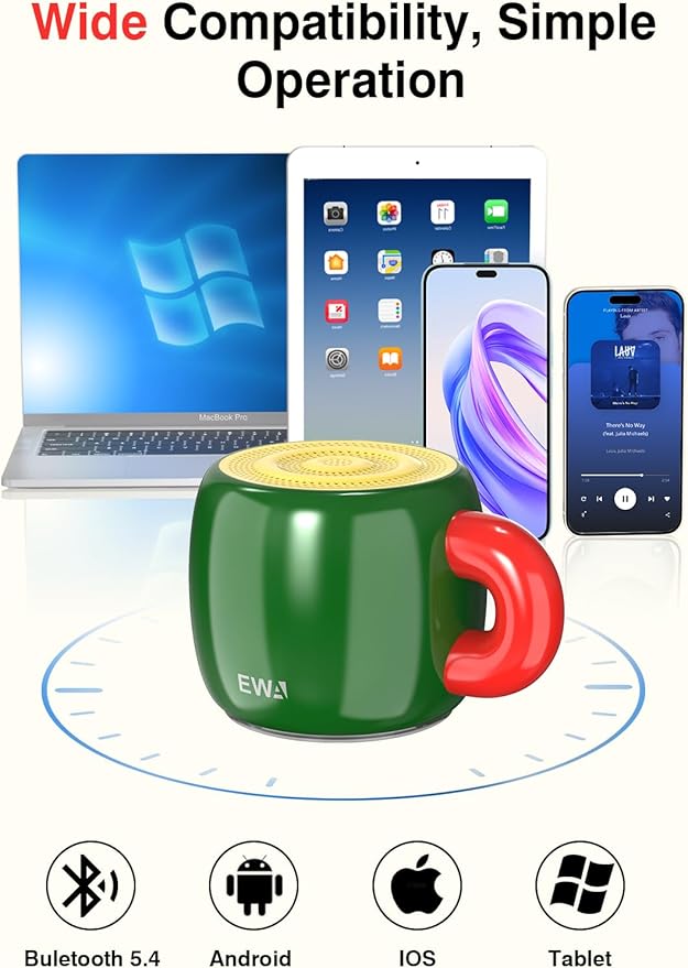 EWA Bluetooth Speaker, Mini Portable Bluetooth Speaker with Creative Cup-Shaped Design, IP67 Waterproof, Loud & Clear Sound, Ideal Gift for Desk, Travel & Holidays, A163 (Green)