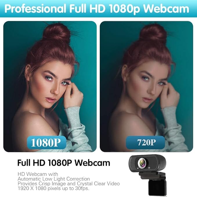 Webcam HD 1080p ,Live Streaming HD Camera with Stereo Microphone, PC Desktop or Laptop USB Webcam with 110 Degree View Angle, for Switch 2,Video Calling, Recording, Conferencing, Streaming, Gaming