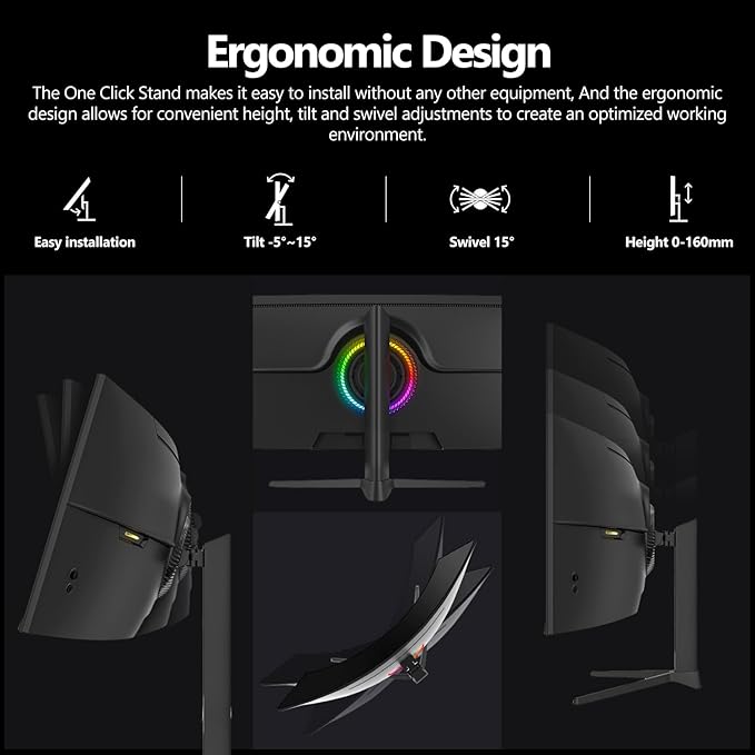 49 Inch Curved Gaming Monitor,1500R PC Screen 120hz DQHD 5120x1440, Computer Screen for Home Office Business, DP, HDMI, Support Wall Mount 100x100mm