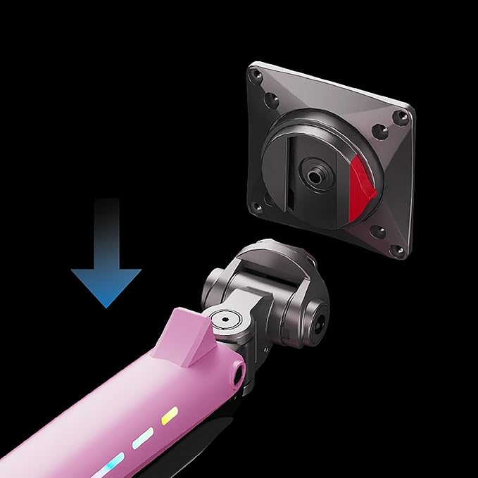 NB Gaming Monitor Arm or for 32 to 60 Inches Screen, Load up to 20 kg, VESA 75/100, RGB-Light, Heavy Duty, Multi Angle Adjustable, Premium Aluminum, Pink