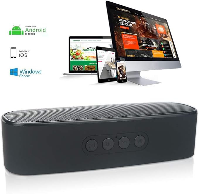 Wireless Bluetooth Speaker with AUX/USB/TF Card Slot,Outdoor Portable Stereo Speaker with HD Audio,Enhanced Bass, Dual-Driver,Handsfree Calling, FM Radio Speaker for Travel,Party (Black-1)