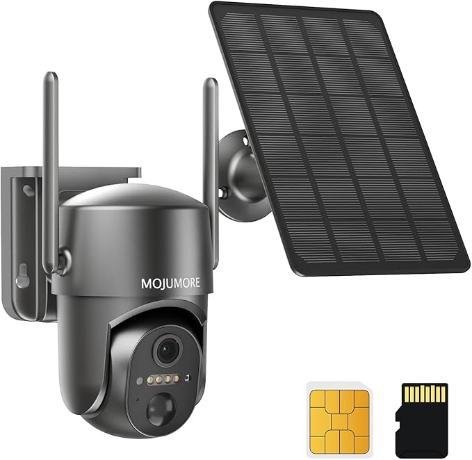 4G LTE Cellular Security Camera, No WiFi Security Cameras Wireless Outdoor, Solar Camera Outdoor Wireless, 2K Color Night Vision, Motion Alert, Playback, SIM Included, 2-Way Talk
