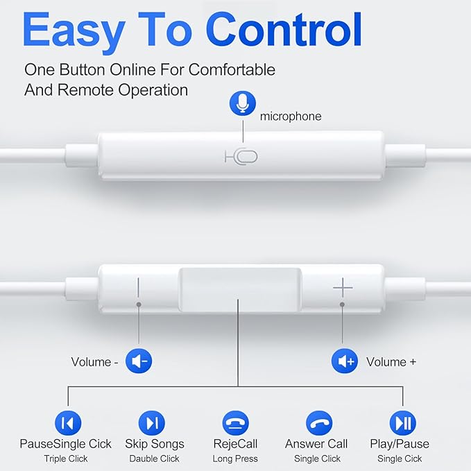 USB C Headphones 3 Pack, Type C Earbuds HiFi Stereo, Type C Earphones with Microphone Volume Control Compatible with Samsung, Google, iPhone 17 16 Pro iPad Pro, Android Phones, for Most USB C Devices