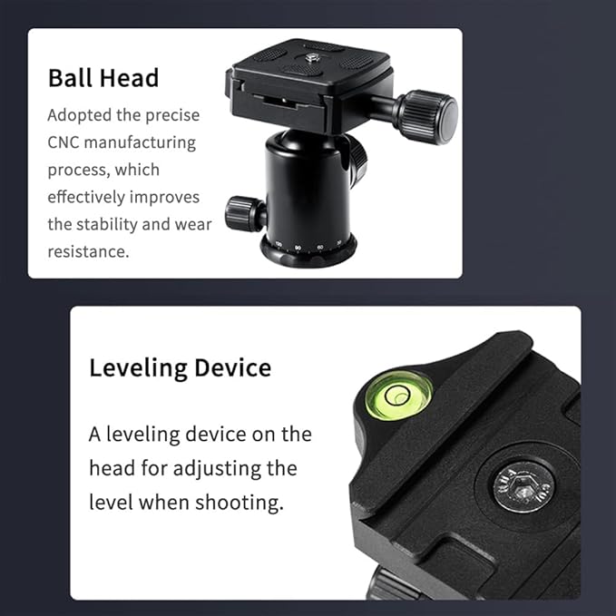 Portable Mini Tripod, 18.9" / 48cm Desk Tabletop Stand with 360° Ball Head, Compact Desktop Barcket for DSLR Camera Video Camcorder, Smartphone Shooting