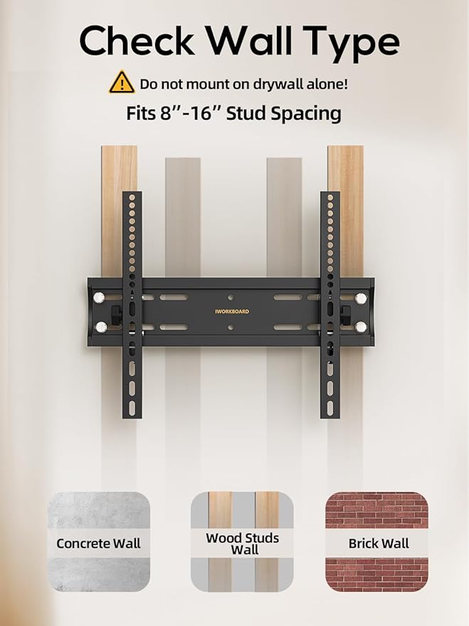 40 50 55 inch Tilting TV Wall Mount for 24-65 '' TVs, Low Profile TV Mount, Ultra Slim Wall Mounts TVs Bracket, Max VESA 400x400mm, 99 lbs & 16 inch Studs, Fit Most 32+ 42 43 45 Screen