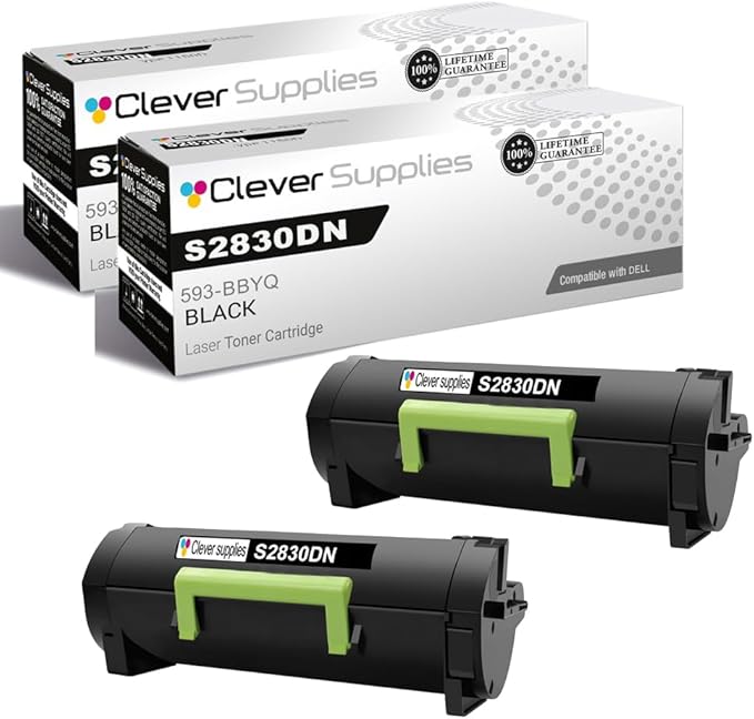 CS Replacement Compatible with Dell S2830dn Toner Cartridge 593-BBYQ to use with S2830DN (Black, 2-Pack)