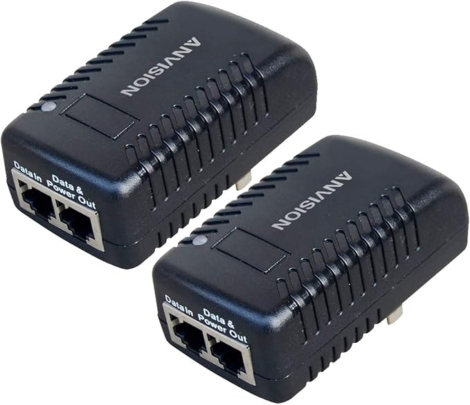 ANVISION 2-Pack 48V 0.5A PoE Power Adapter Supply Injector Ethernet with Wall Plug, IEEE 802.3af Compliant, 10/100Mbps, for IP Voip Phones Cameras AP and More