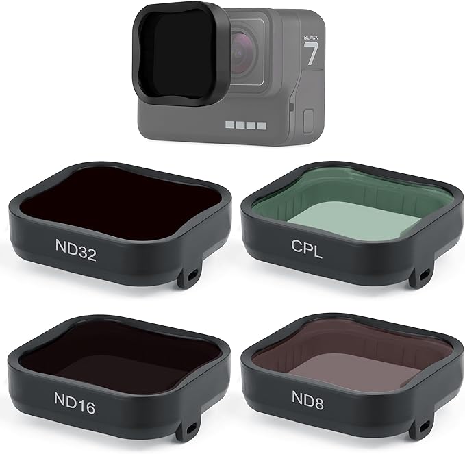4-Pack CPL ND Filter Camera Lens ND8 ND16 ND32 - Neutral Density & Polarizing Filters Kit for Hero 5/Hero 6/Hero 7 Black, Multi-Coated Optical Glass Go Pro Polarizer Accessories