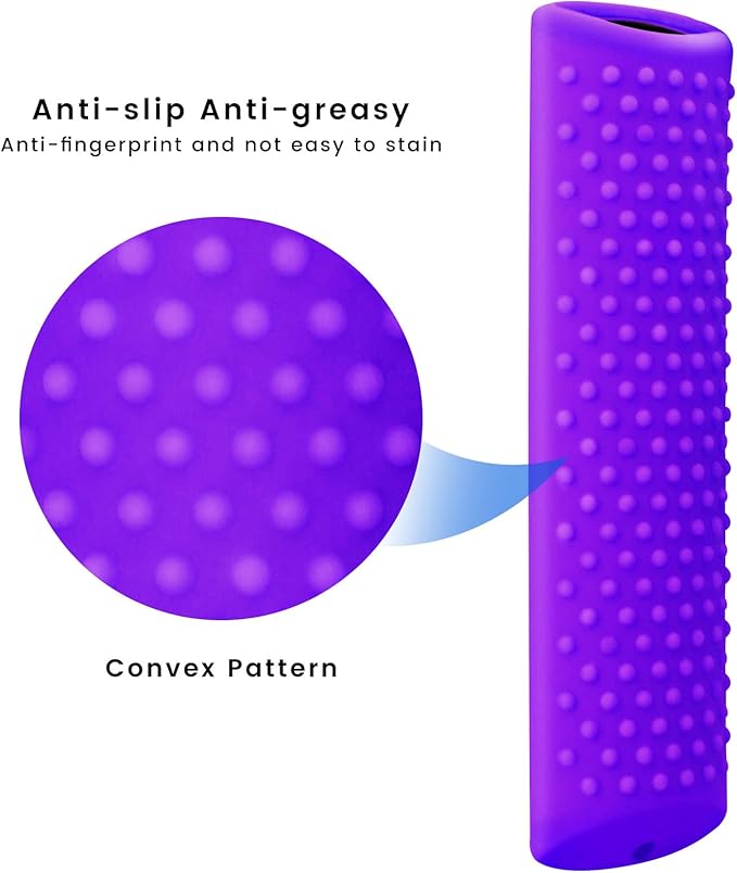 Silicone Remote Cover Replacement for Smart Voice Remote 3rd Gen. 4K Max, Shockproof Case Skin with Lanyard for HD Streaming Devices, Purple