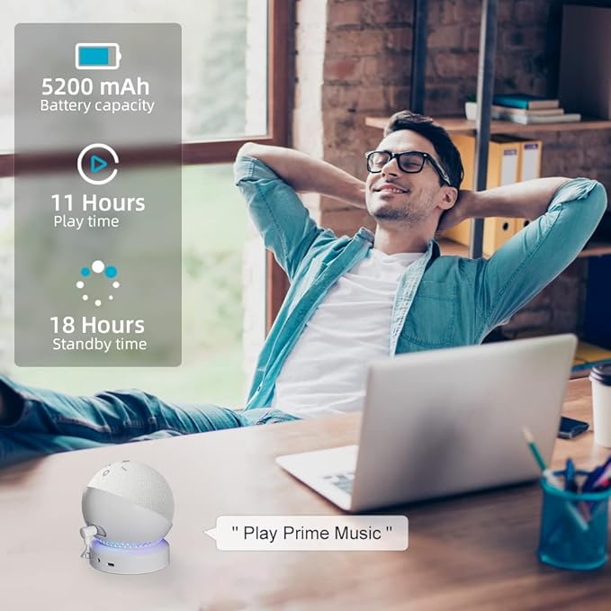 Battery Base for Echo dot 5th Generation Portable Echo Dot 4th Generation and Homepod Mini Battery Stand Accessories， not Including The Speaker(White)