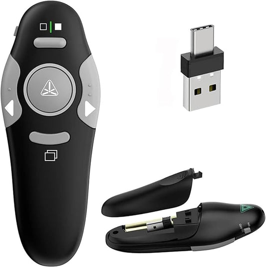 USB/Type-C 2 in 1 Presentation Clicker for PowerPoint Presentation Remote, 2.4GHz Wireless Presenter Remote USB Google Slide Advancer PPT PowerPoint Clicker for Mac, Computer, Laptop