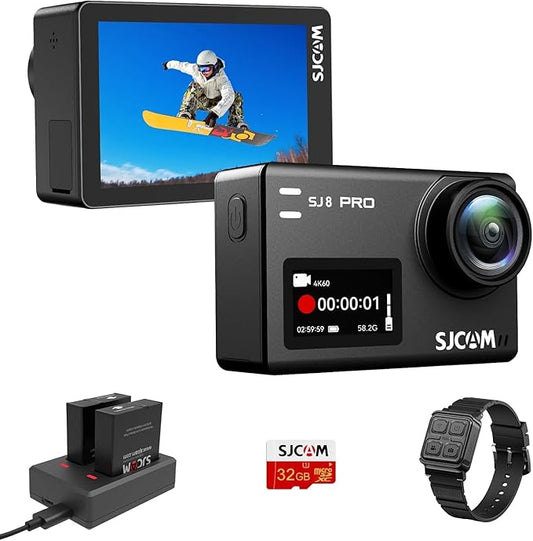 SJCAM Waterproof Camera 4K60fps Action Camera with 170° FOV HDR,Underwater Camera Snorkeling,OIS Stabilization,8X Slow-Mo Zoom,Support External Mic&Remote Control,Helmet/Bike Kits,Gifts (J8PRO)