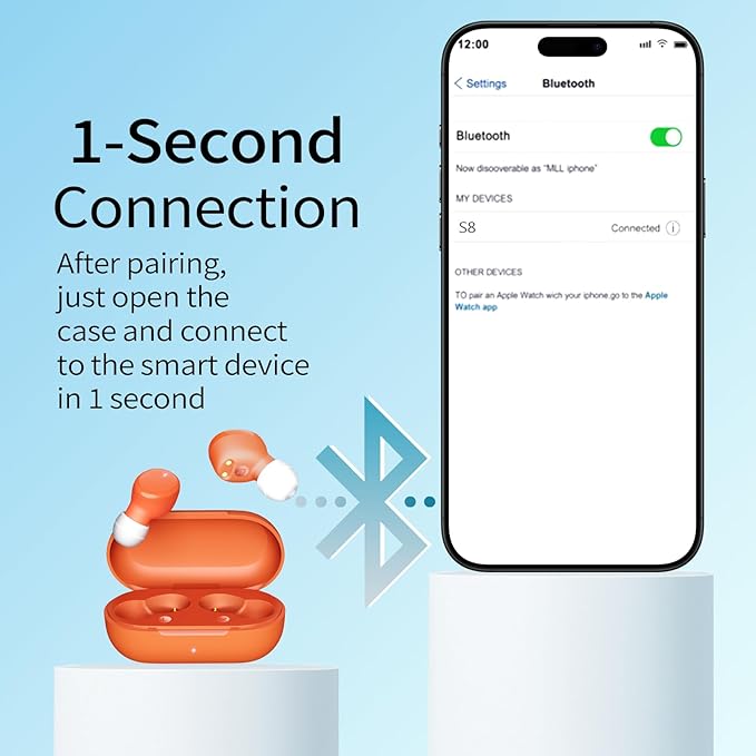 Wireless Earbuds in-Ear Headphones Bluetooth 5.3 with Built-in Mics Deep Bass Clear Call Ultralight Headsets Up to 60H Play Time for Studying Workout Gaming Orange