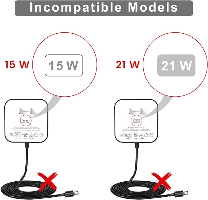 30W Power Cord Adapter Replacement for Echo Show 8 3rd Gen., Show 10 3rd Gen., Show 15, Show 21, Echo 3rd/4th Gen. - Black Wall Charger Cable, 5ft