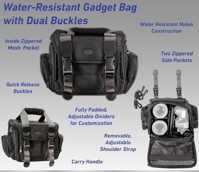 Acuvar Extra Large Camera Bag Fully Padded Camcorder Bag, Equipment Bag, Camera Case for Sony, Nikon, Canon, Olympus, Samsung, Digital Camera Bag, Gadget Bag, Camera Accessory Case for Photographers