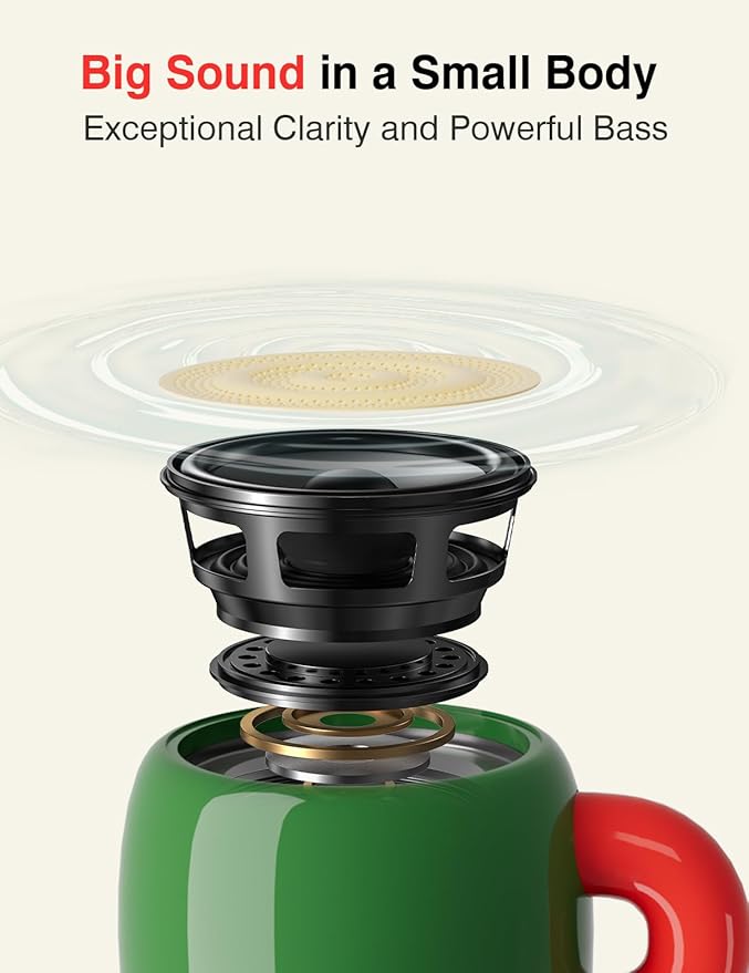 EWA Bluetooth Speaker, Mini Portable Bluetooth Speaker with Creative Cup-Shaped Design, IP67 Waterproof, Loud & Clear Sound, Ideal Gift for Desk, Travel & Holidays, A163 (Green)