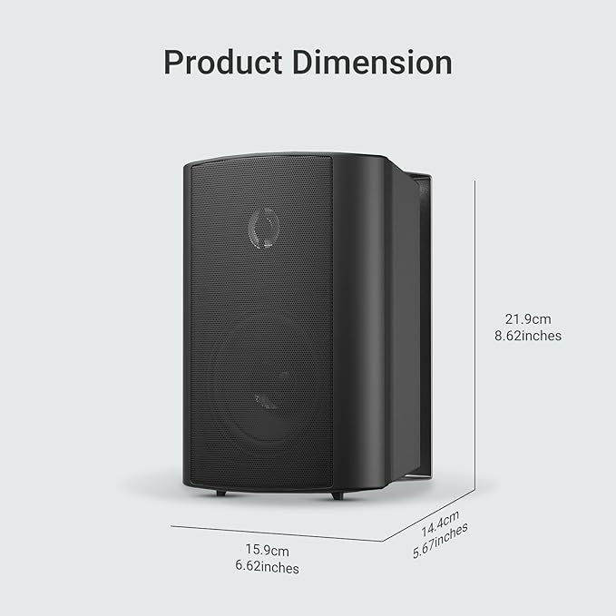 Herdio 4 Inch Outdoor Bluetooth Speakers Waterproof Wired 200 Watt,Indoor, Patio,Deck Wall Mount Speakers (Black)