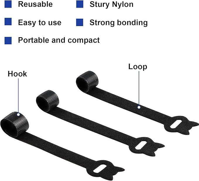 100PCS Reusable Cable Ties, 6 Inches Adjustable Hook and Loop Cord Straps, Multi Purpose Cable Management Wire Ties for Home, Office & Data Centers Black