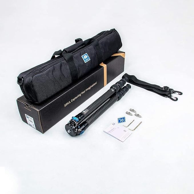 SIRUI 47.2" Carbon Fiber Tripod, Lightweight Compact Camera Tripod for Travel, 4-Section Legs, Twist Locks, Detachable Steel Spikes, Loads up to 26.5lbs/12kg