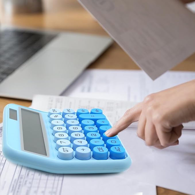 Gradient Blue Calculator, UPIHO Standard Calculator 12 Digit with Large LCD Display and Big Buttons,Blue Office Accessories for Women Desk, for Office,School, Home,Business