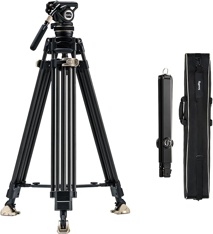 SmallRig AD-100 FreeBlazer Heavy-Duty Carbon Fiber Tripod System, 77" Video Tripod with One-Step Locking System, 360° Fluid Head and Dual-Mode Quick-Release Plate, Max Load 22 lbs for Camera -4953