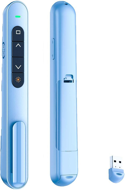 QUI Presentation Clicker for PowerPoint, RF 2.4GHz USB Wireless Presenter Remote with Volume Control, PowerPoint Clicker Slide Advancer for Mac, Windows, Laptop, Keynote